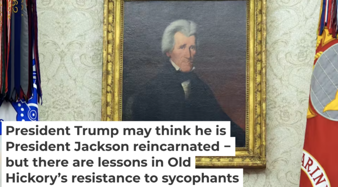 A painting of President Andrew Jackson hangs in the Oval Office on the day Donald Trump was inaugurated for the second time, Jan. 20, 2025. AP Photo/Evan Vucci)